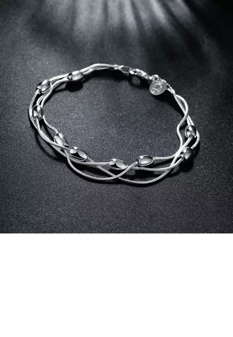 Simple Three-layer Oval Bead Bracelet