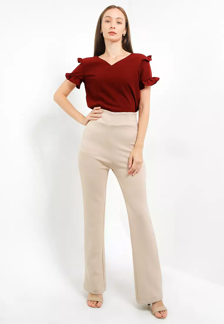 V-Neck Ruffle Blouse