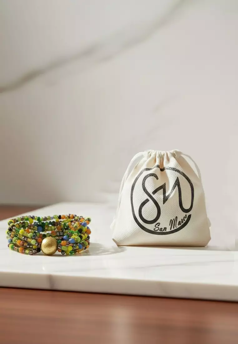 Aksesoris Wanita Golden Sphere Multilayer Beads Bracelet Gelang Wanita Multicolour