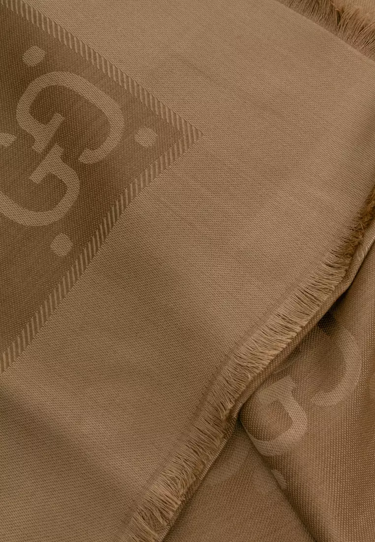 Gg Jacquard Silk Wool Shawl Scarf
