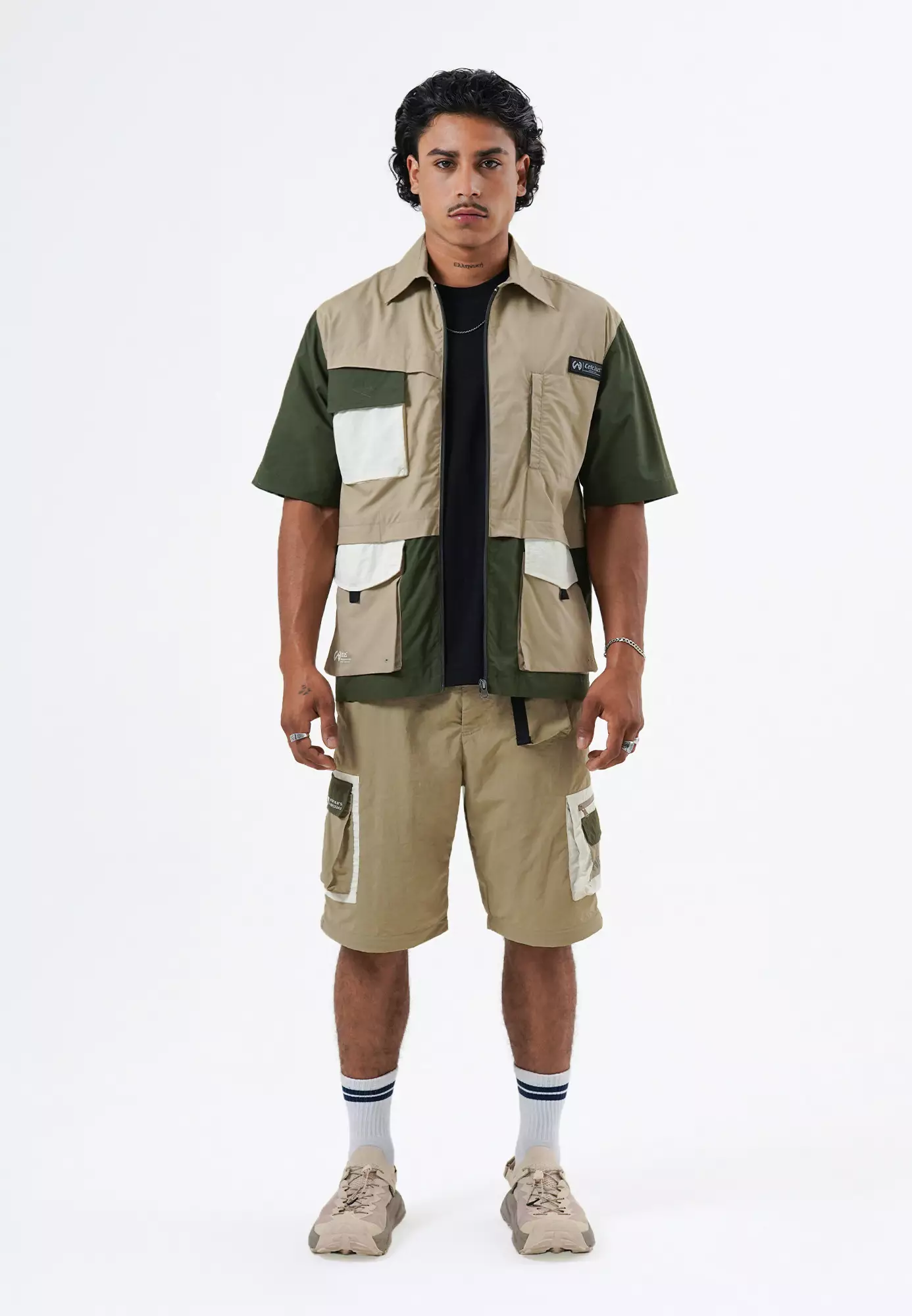 CELCIUS Casual Off Grid Kemeja Lengan Pendek L03000530C Khaki