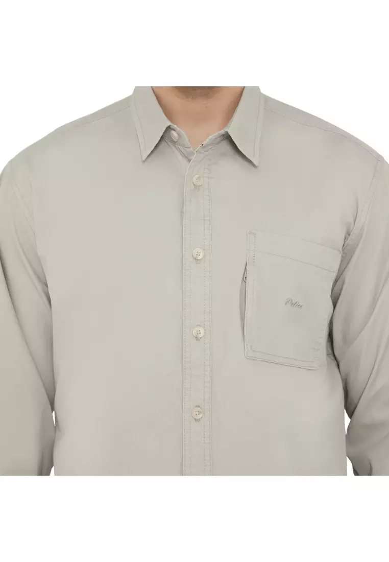 POLICE Kemeja Polos Basic Regular Fit Lengan Panjang Pria