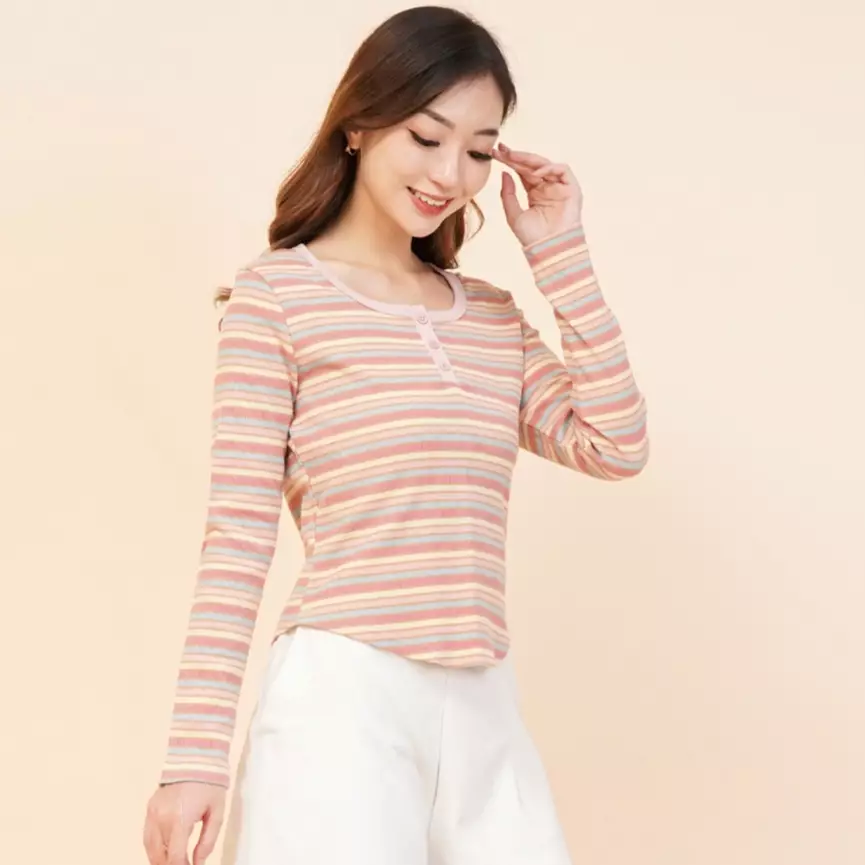 Snappy Rainbow Blouse in Pink