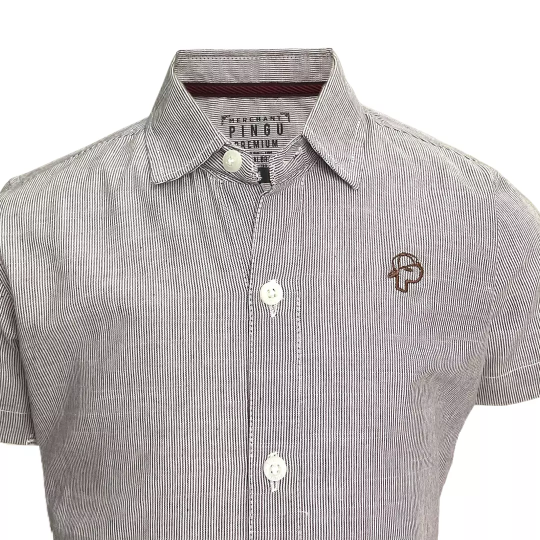 Pingu Kemeja Anak Laki Laki Salur Maroon Pendek 92200529