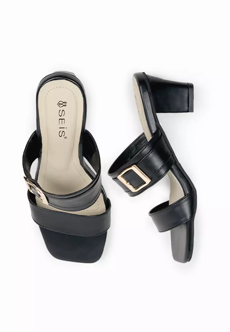 SEIS Silvia Sandal Heels Wanita Hak 5 cm - BLACK