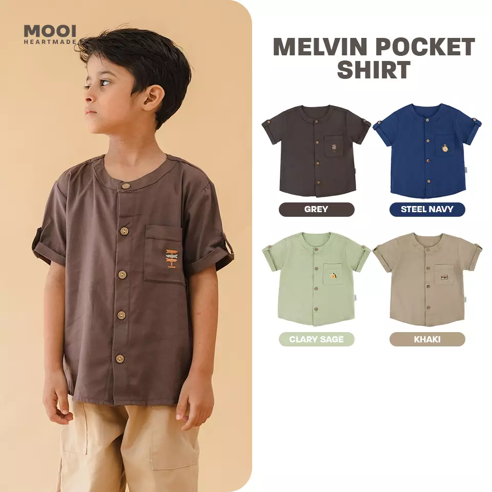 Mooi Kemeja Anak Laki – Laki Melvin Pocket Shirt - Khaki