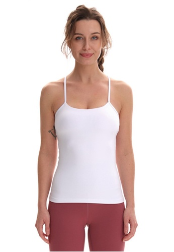 B-Code white YGA1001_White_Lady Quick Drying Running Fitness Yoga Sports Top 3D5C9AA902A95DGS_1