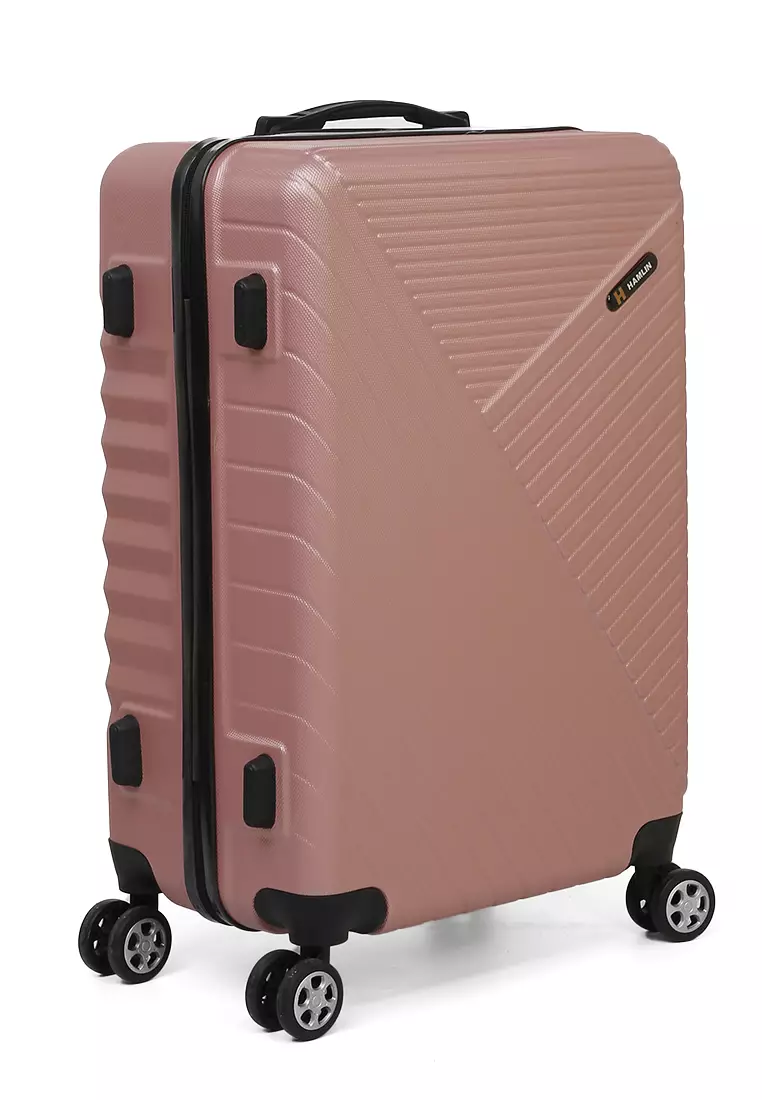 Isvara Tas Koper Hardcase Fiber One Set Unisex Large Compartment Suitcase Code Lock System Material ABS+PVC Coated ORIGINAL - Pink