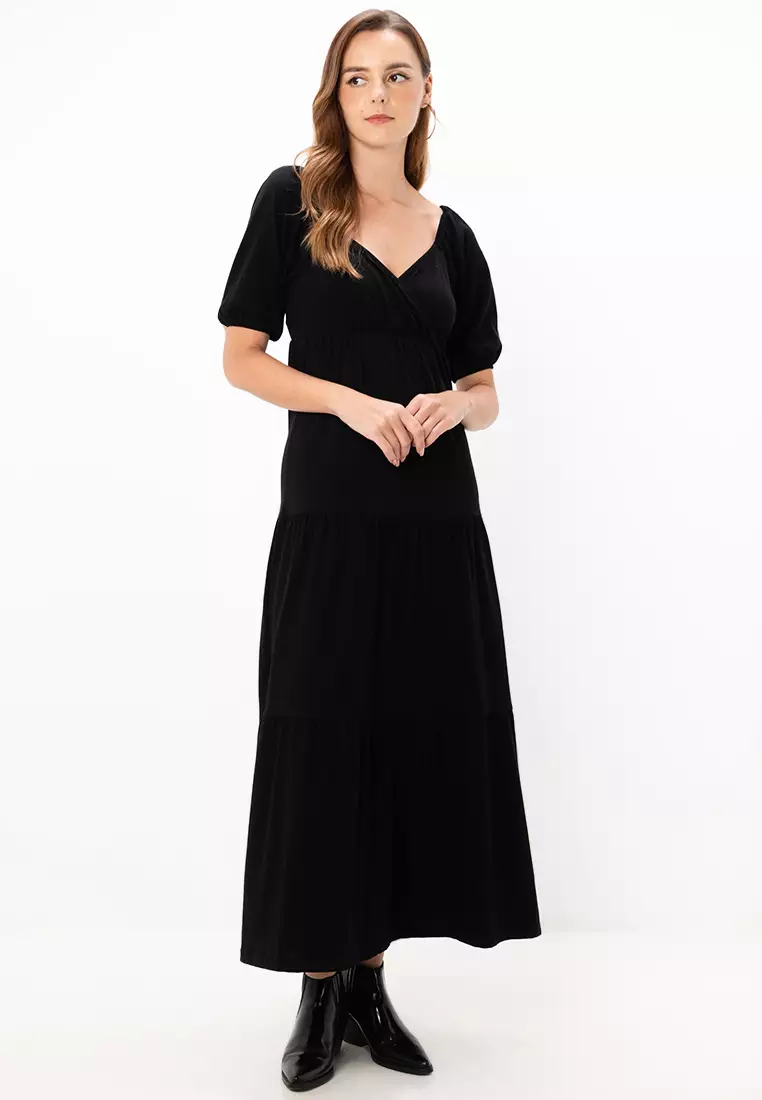 Buy ASOS Design Short Sleeves Wrap Tiered Midi Dress 2025 Online