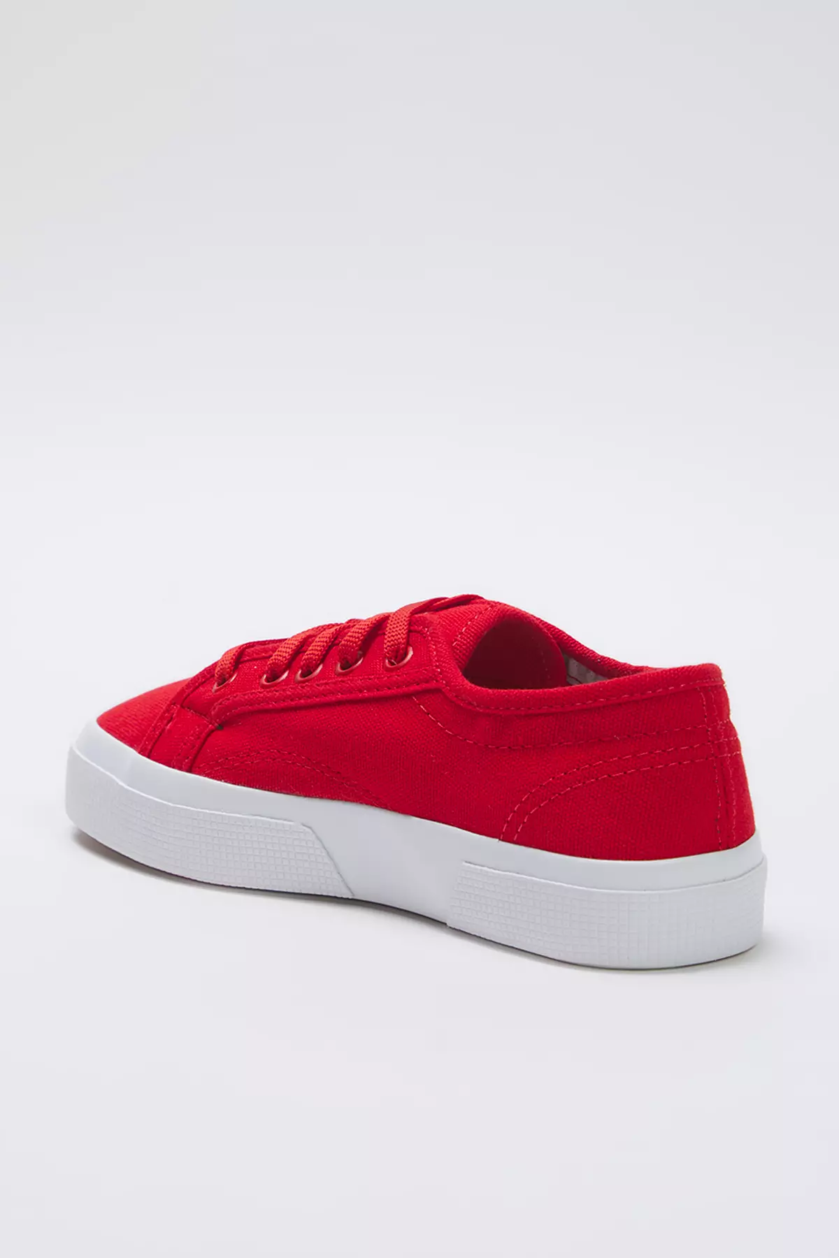 Red Lace-Up Flat Sole Women's Sneaker Takss25Sn00039