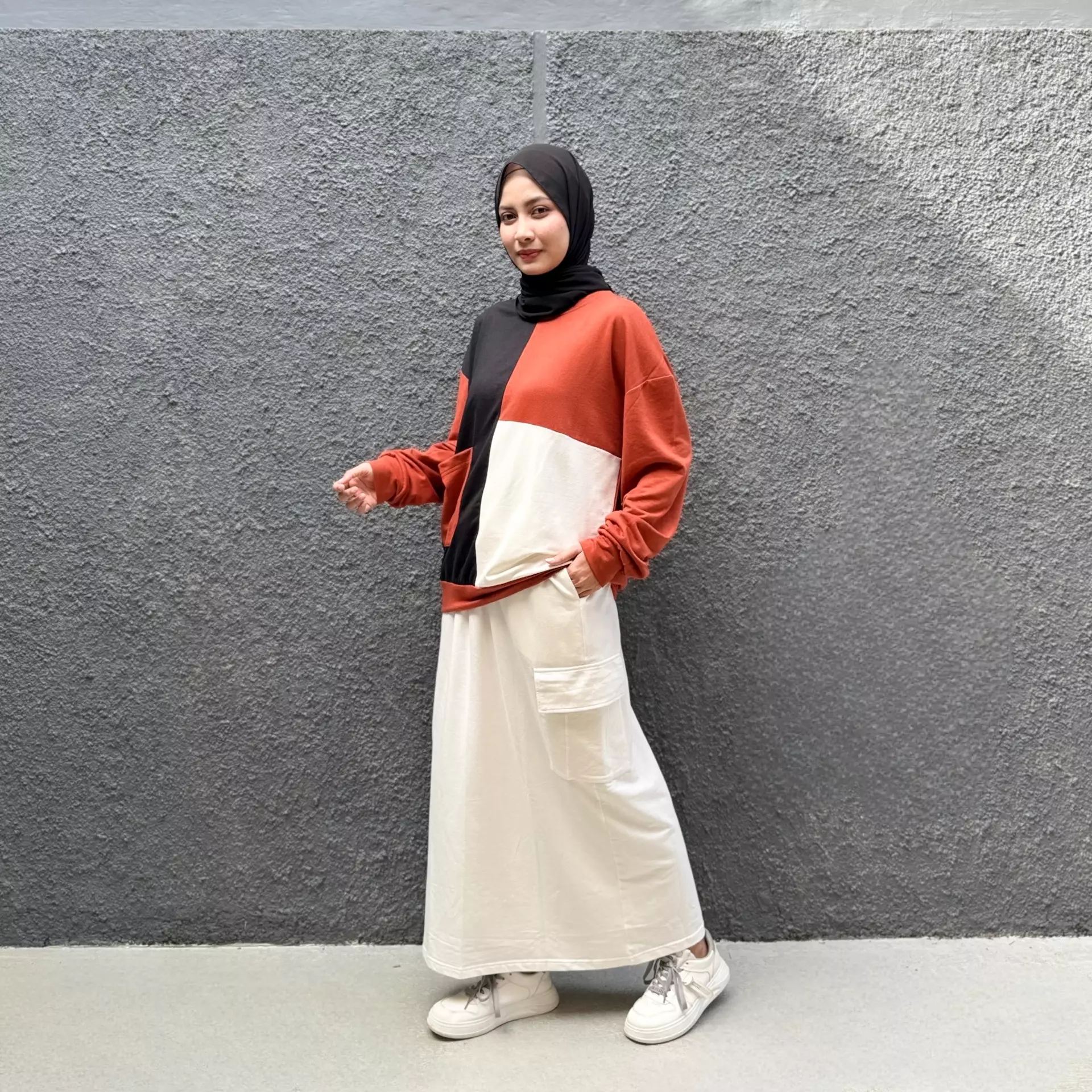 Setelan Sporty Skirt Olla  ORANGE- PUTIH