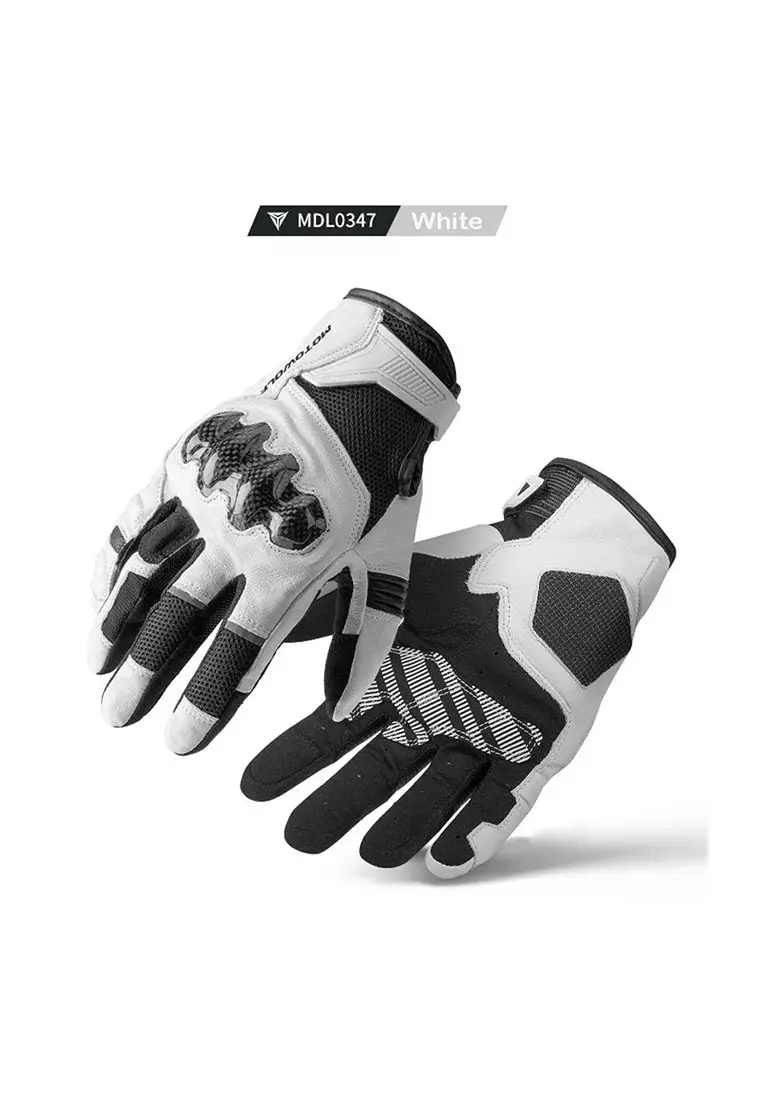 Motowolf MDL0347 Full Gloves- White