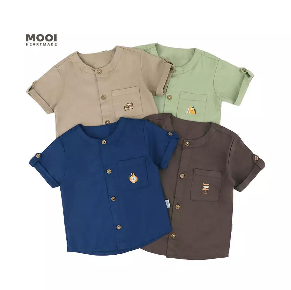 Mooi Kemeja Anak Laki – Laki Melvin Pocket Shirt - Steel Navy