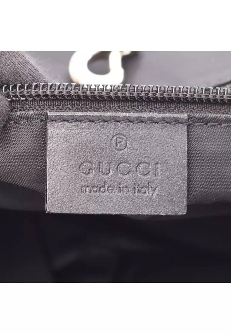 Pre-Loved Gucci sherry line tote bag Handbag tote bag Nylon leather black