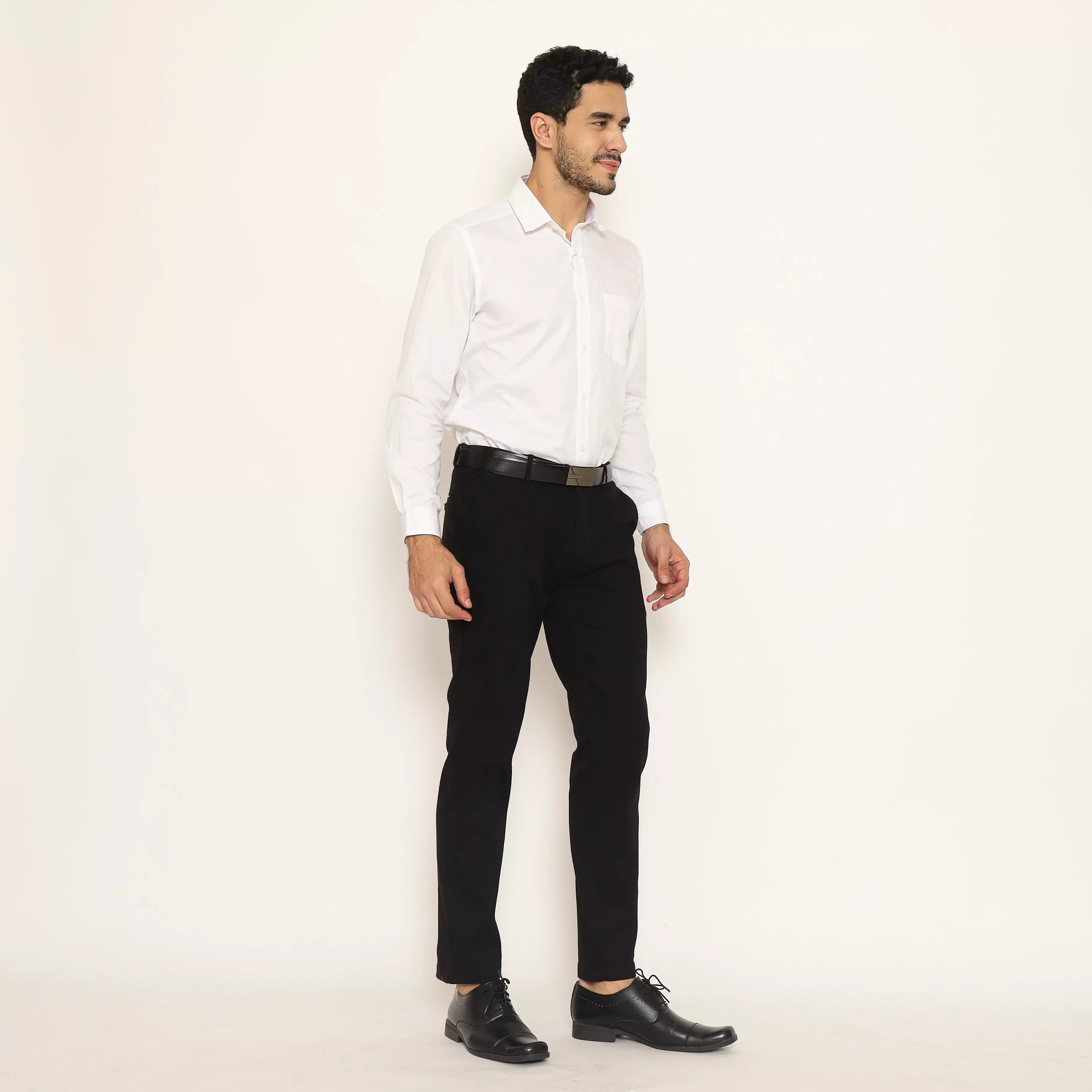 Schoeller Celana Chino Slim Fit Pria Warna Hitam | Katun Stretch Premium Polos