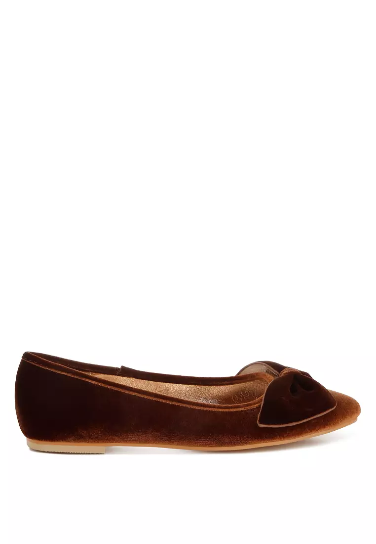 Discount on Rag & CO.  shoes - SKU: Luxurious Velvet Bow Ballerinas Bronze