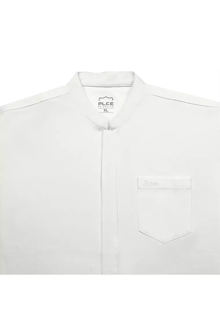 POLICE Kemeja Koko Polos Spandex Slub Premium Regular Fit Pria