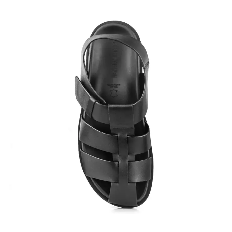 Sandal Fisherman Kulit Casual Pria Gino Mariani Ilgaz Black
