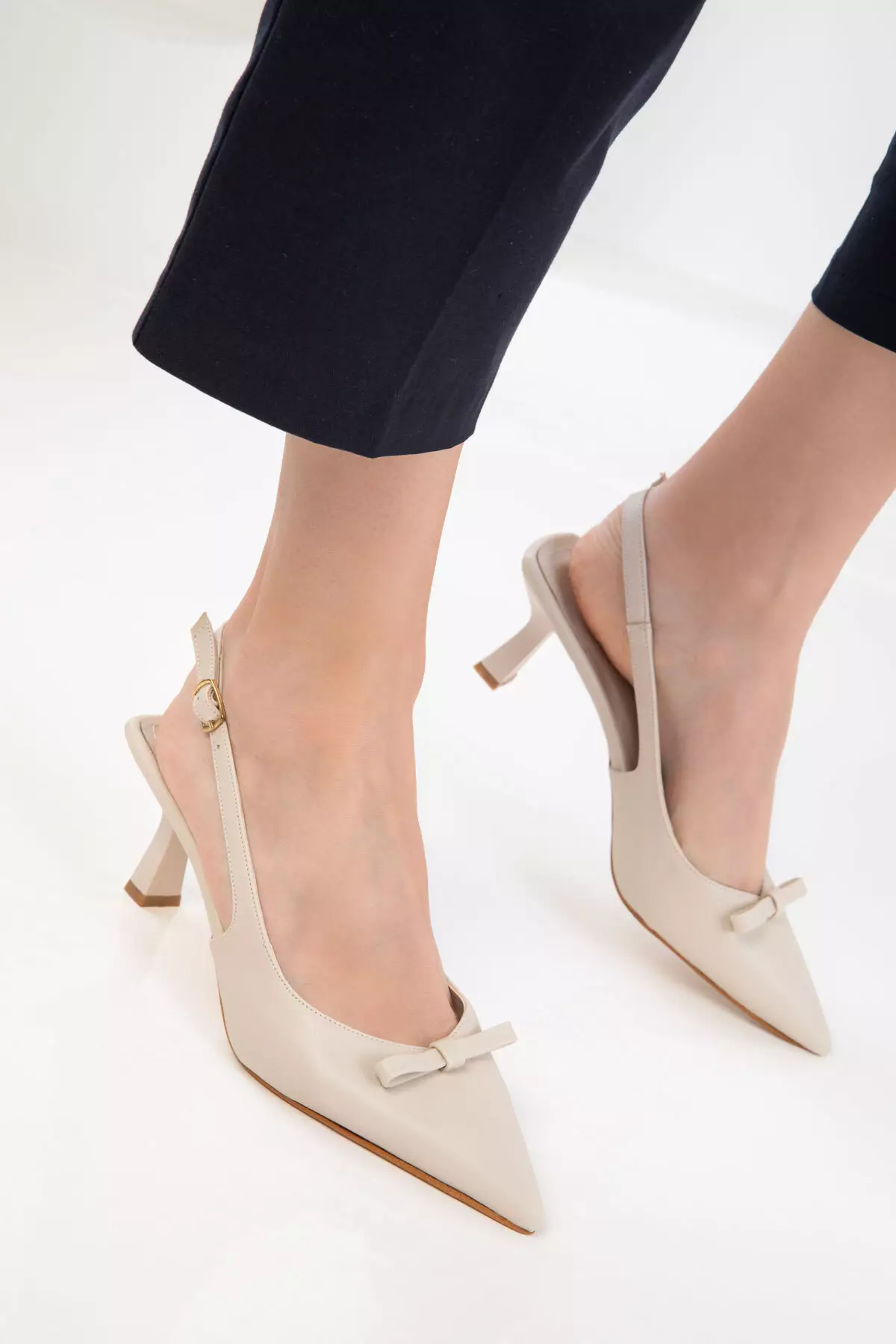 Beige Women's Classic Heeled Shoes 20597