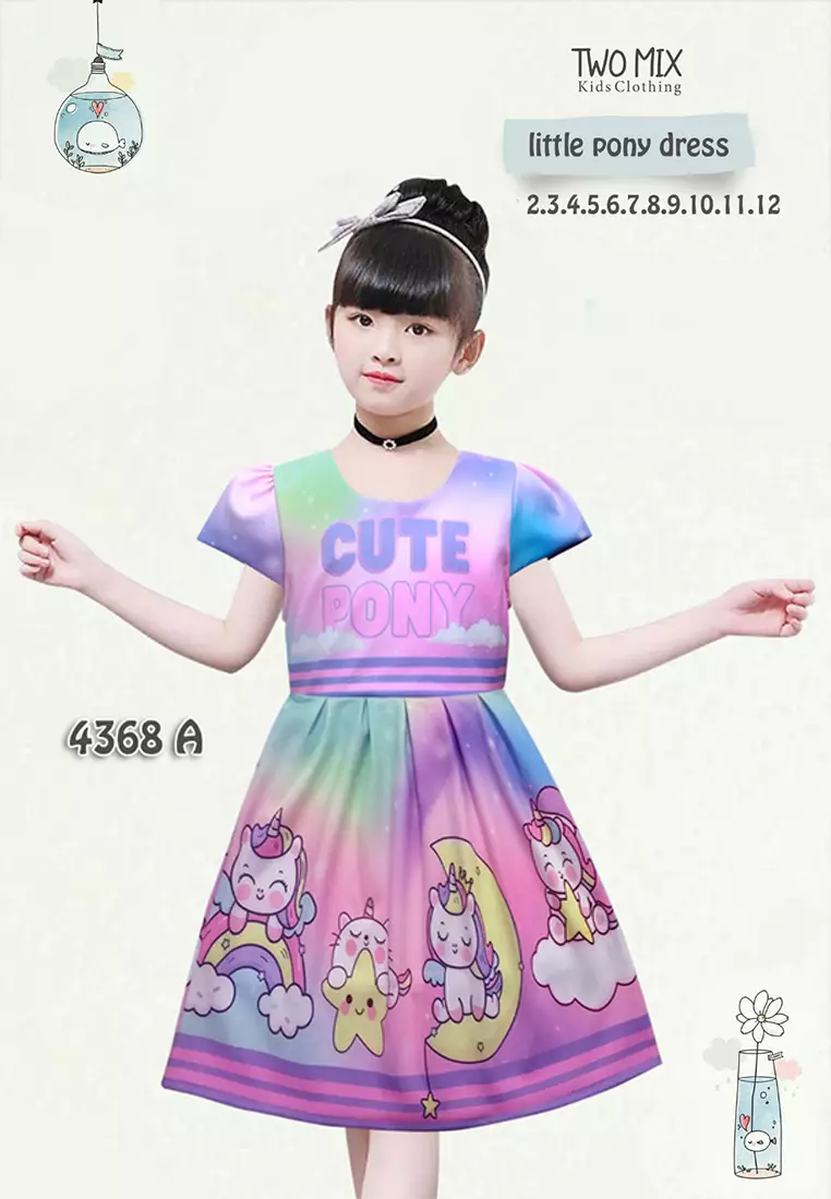 Two Mix - Dress Anak Perempuan - Baju Anak Pony Dress 1-12 Tahun 4368A Cute Pony
