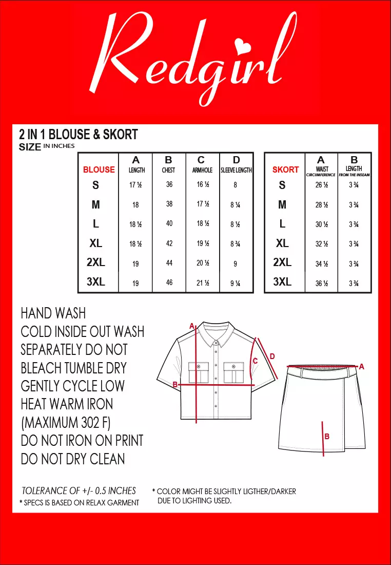 Chambray Short Sleeves Blouse/Skort Terno