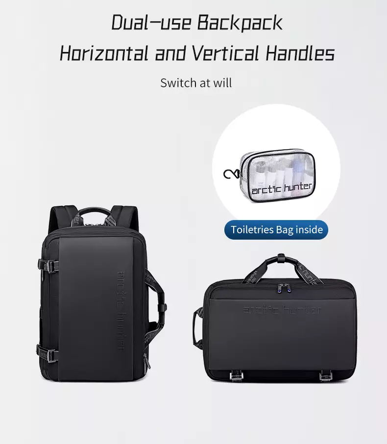 Arctic Hunter B00540 Tas Ransel Backpack Laptop Kerja pria 15.6 Inch Expantion Travel - BLACK
