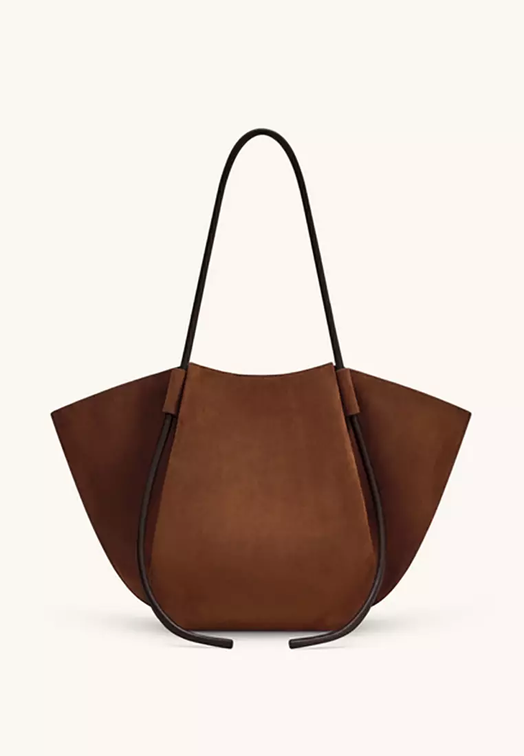 Nala Faux Suede Wide Tote Bag - Brown 