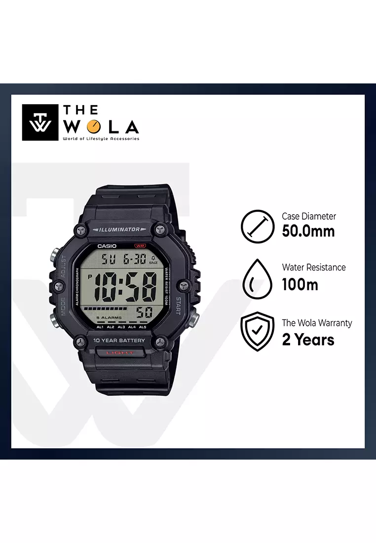 AE-1600H-1AV Men Digital Watch Black Resin Strap