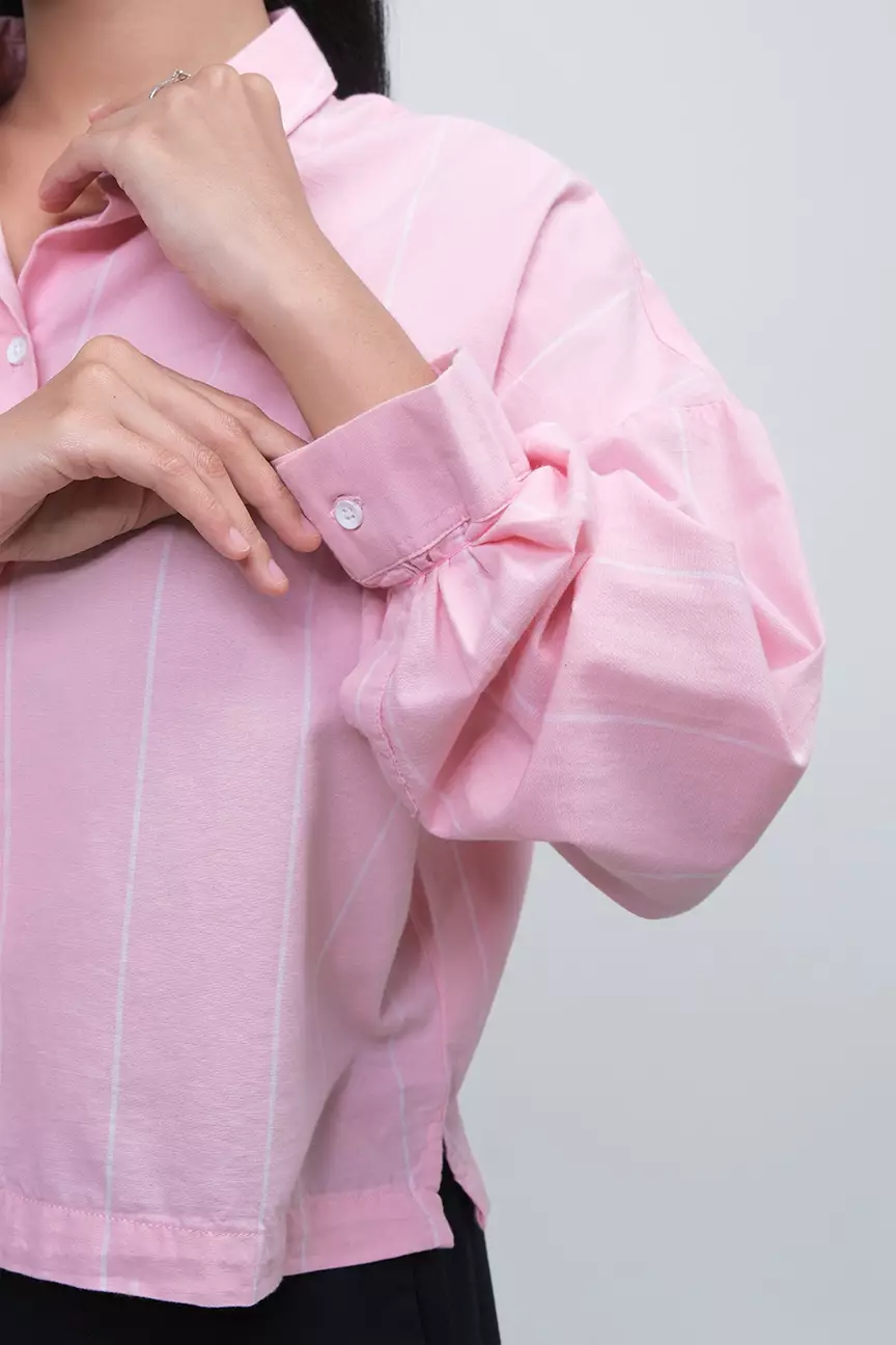 Kemeja Wanita Rosabel Peach Offwhite