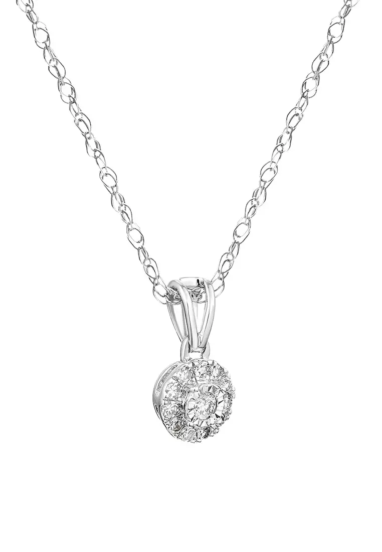 Round Diamond Necklace in 375/9K White Gold 558141220(N)