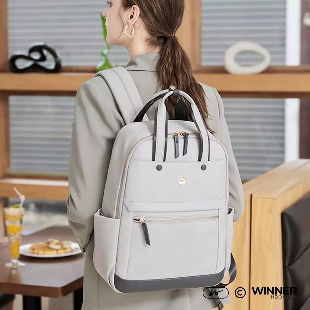 Tas Ransel Laptop 15,6 inch Oxford Anti-Air Backpack Korean Style (T14-010) - Warna Khaki 15,6 inch