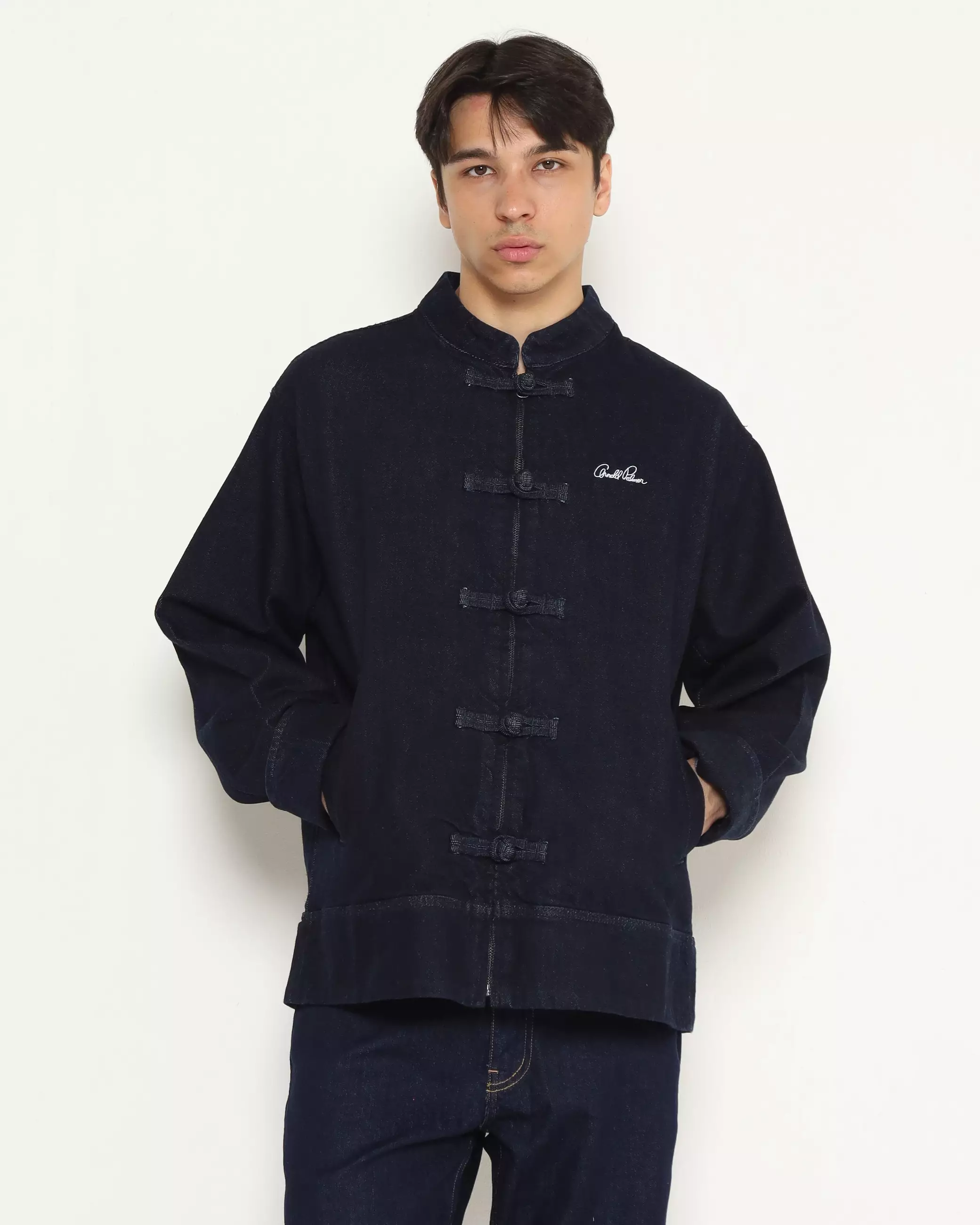 MEN'S BLUE CNY DENIM CHEONGSAM