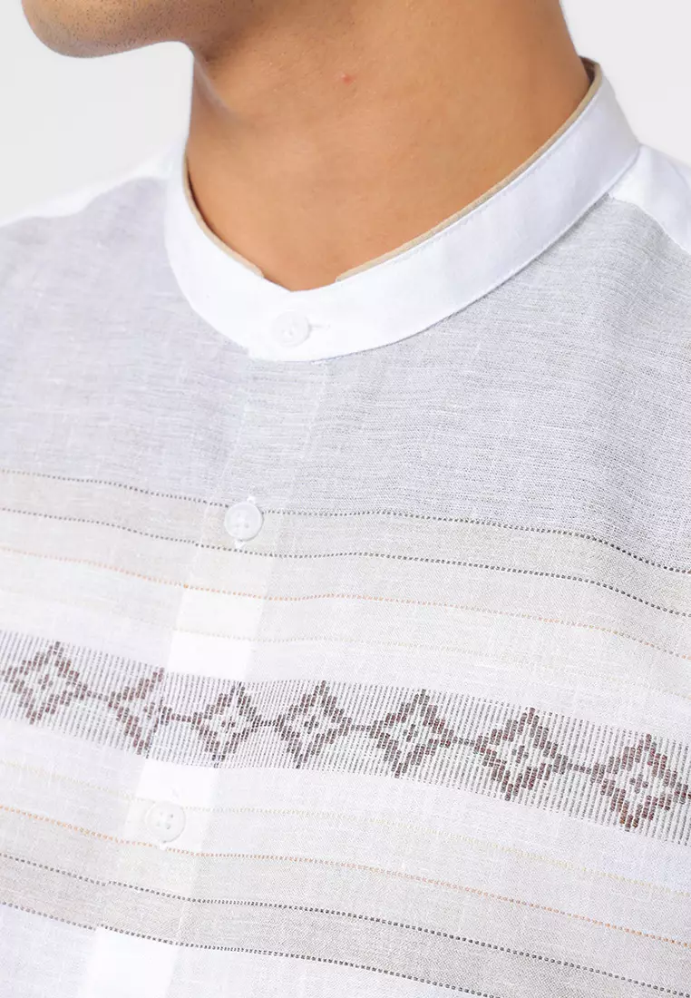 Kemeja Koko Pria Lengan Panjang ARISH WHITE Baju Muslim Pria