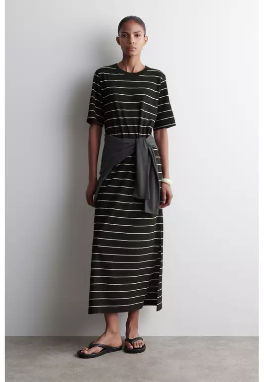 COTTON-LINEN MAXI T-SHIRT DRESS