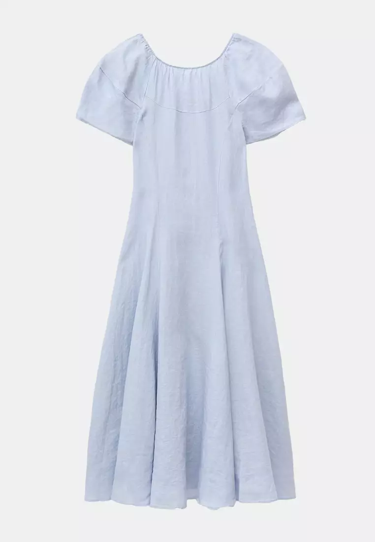 Flared Linen Midi Dress