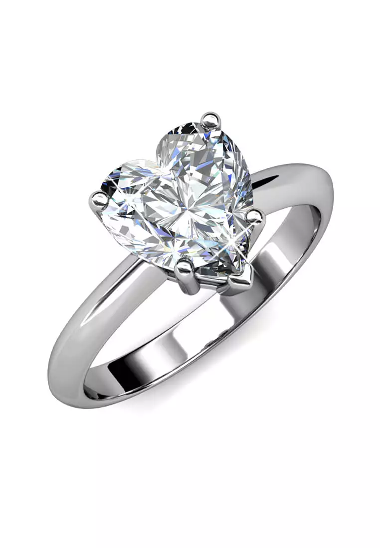 Belle Heart Ring (White Gold) - Cincin Crystal Swarovski® by Her Jewellery