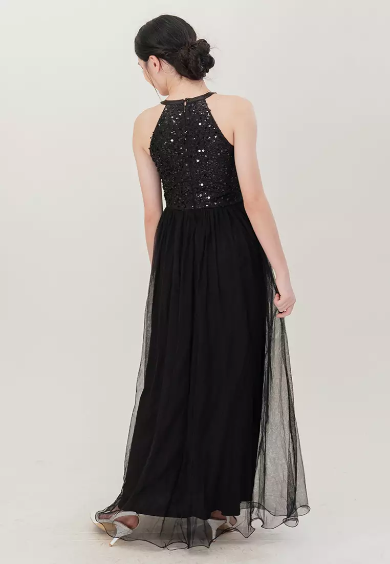 bebe black mesh dress Bebe Women's Flocking Mesh T-Shirt Maxi Dress main image 1