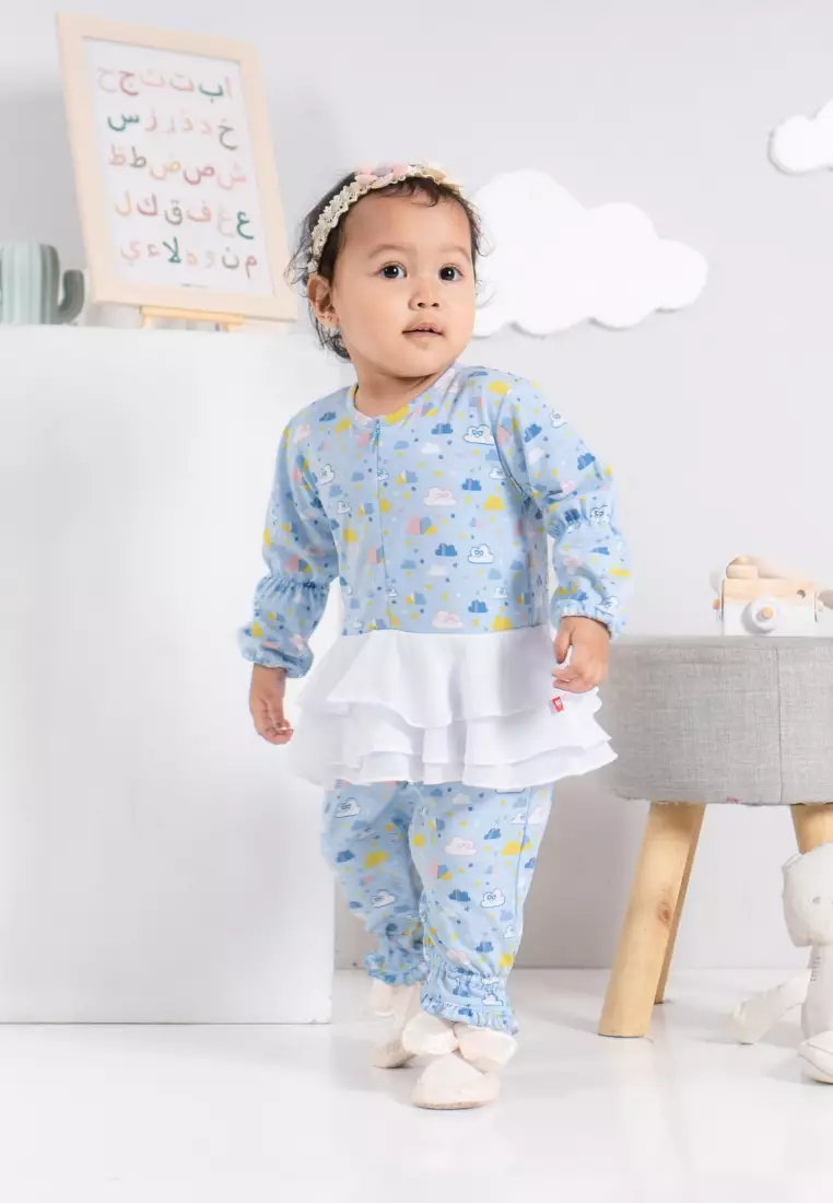 Rabbani - Jumpsuit Bani Batuta Lengan Pendek Sakura Z1M Exclusive - Biru