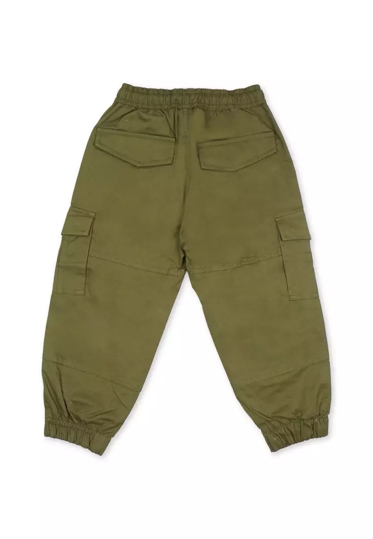Boys Cargo Jogger Pants with Embro Details