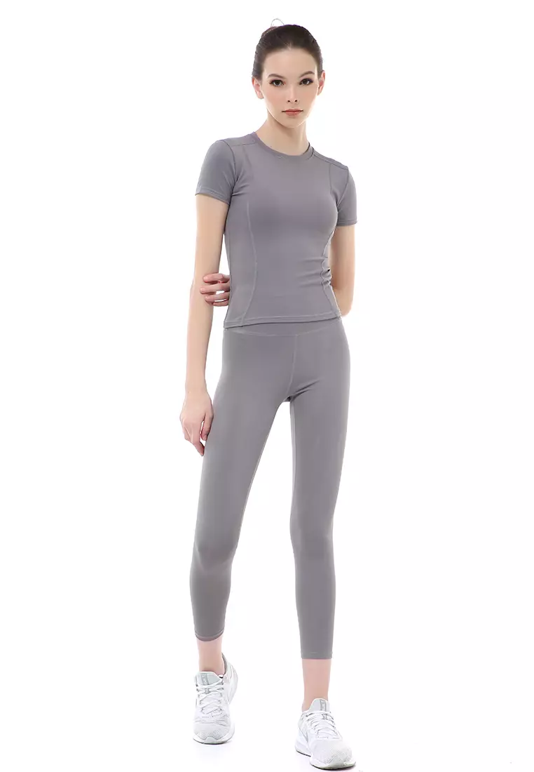 Mikayla Kaos Olahraga Wanita Simple Design Sporty T-Shirt Lengan Pendek Material Polyester ORIGINAL - Gray