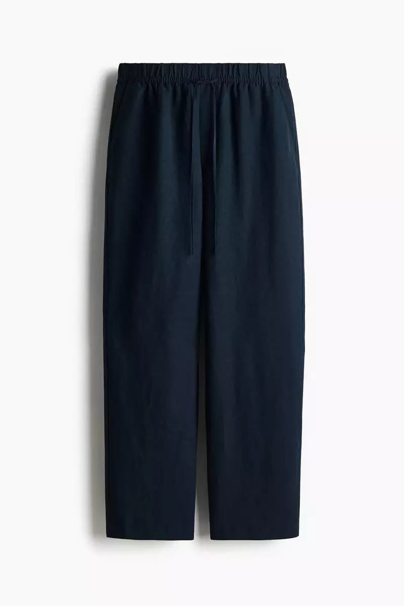 Linen-blend drawstring trousers