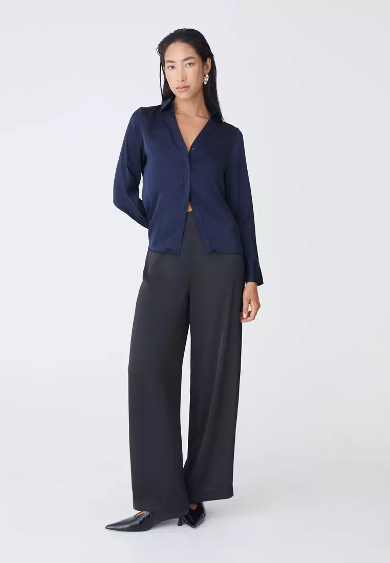 Lila V-neck Satin Blouse