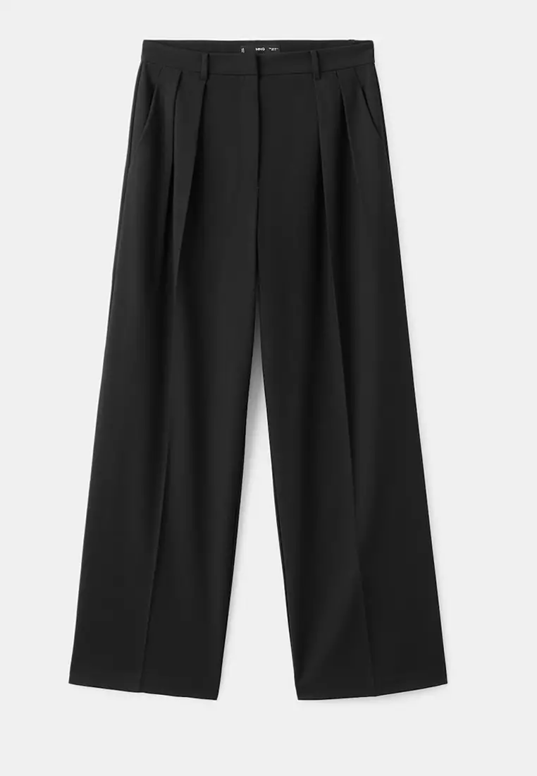 Wide-Leg High-Rise Pleated Trousers