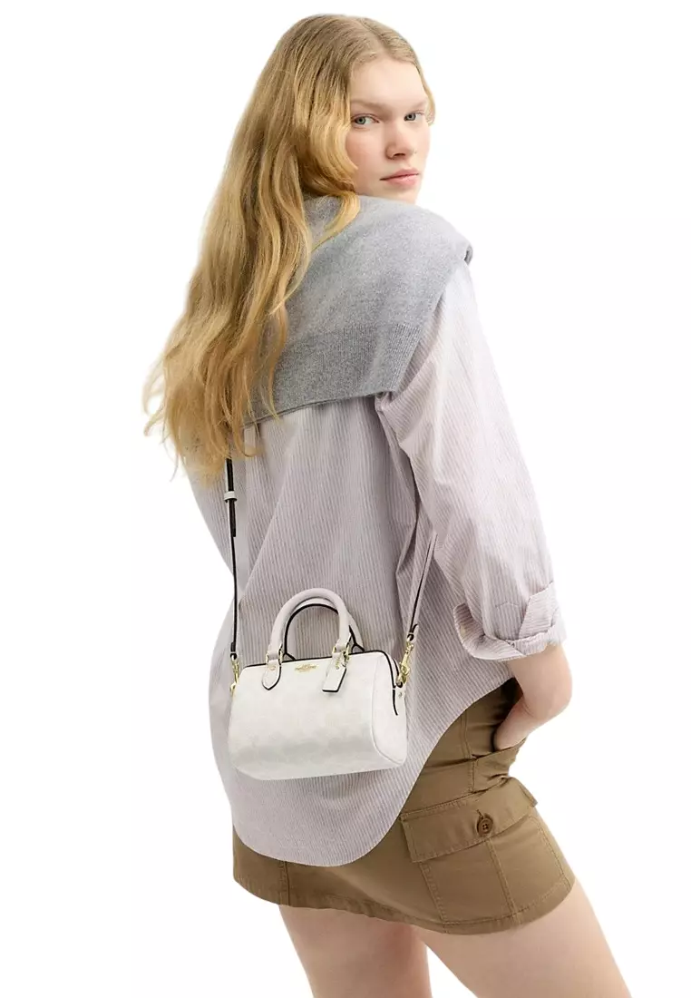 Mini Rowan Crossbody Bag In Signature Canvas - Gracier White