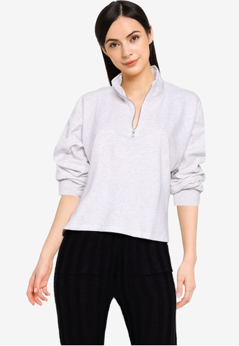 ONLY grey Essa Long Sleeves Zip Sweater A9A15AAE20F2D8GS_1