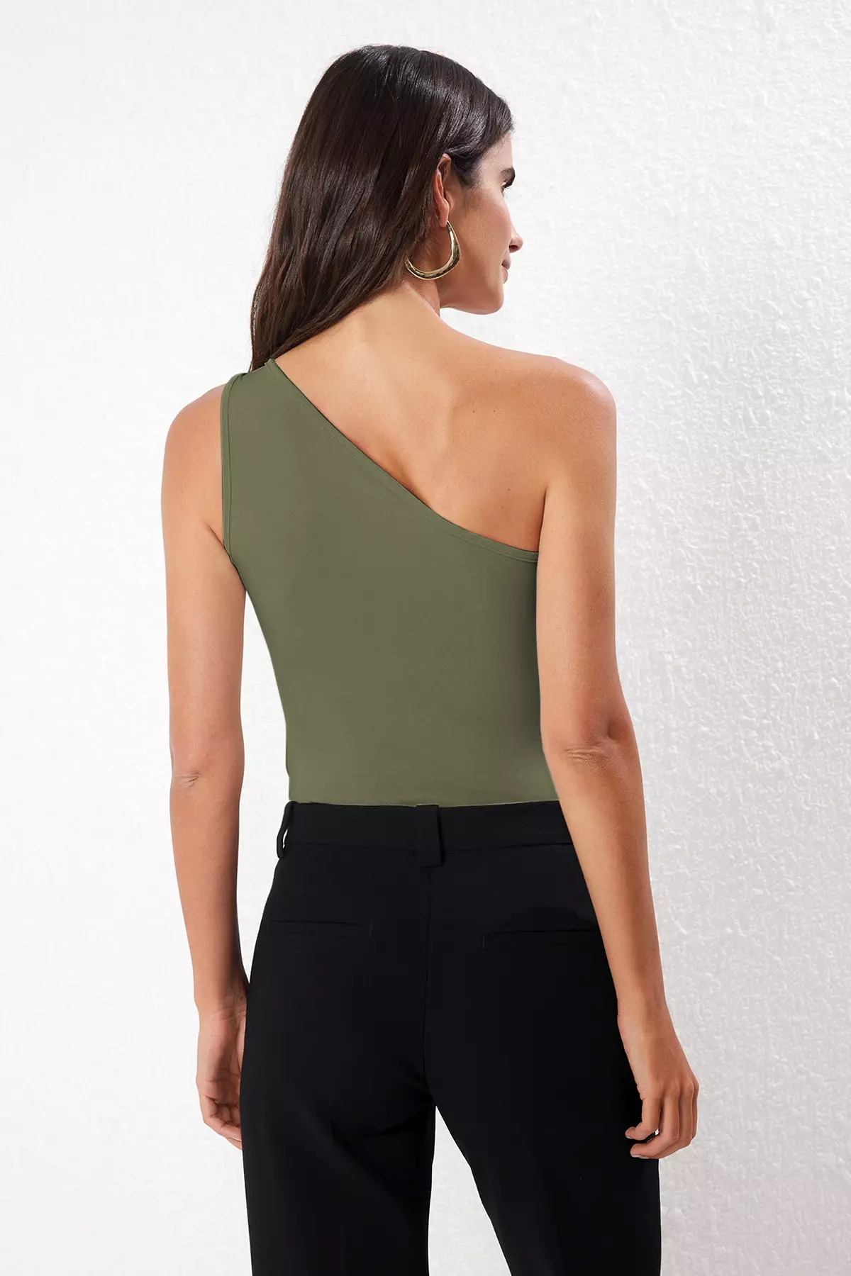 Khaki Buckle Accessory Detailed Fitted/Fitted Snap Fastener Flexible Knitted Body