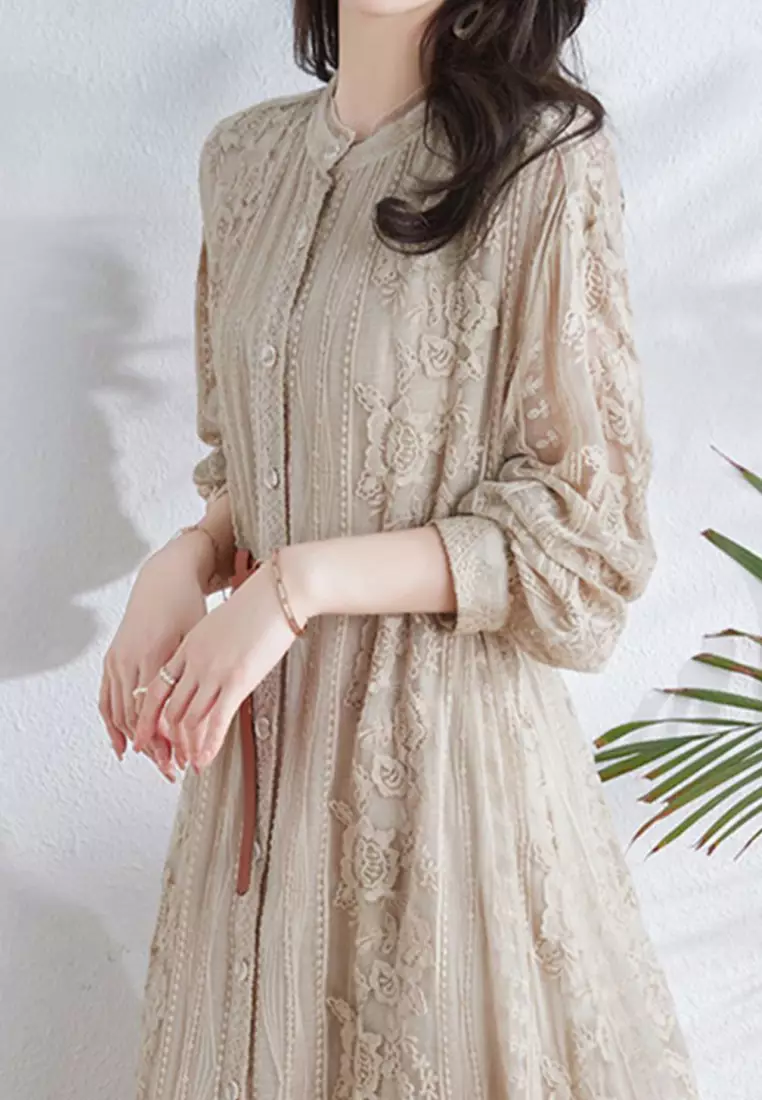 2025夏季新款刺繡桑蠶絲連衣裙氣質女裝真絲裙CA072412