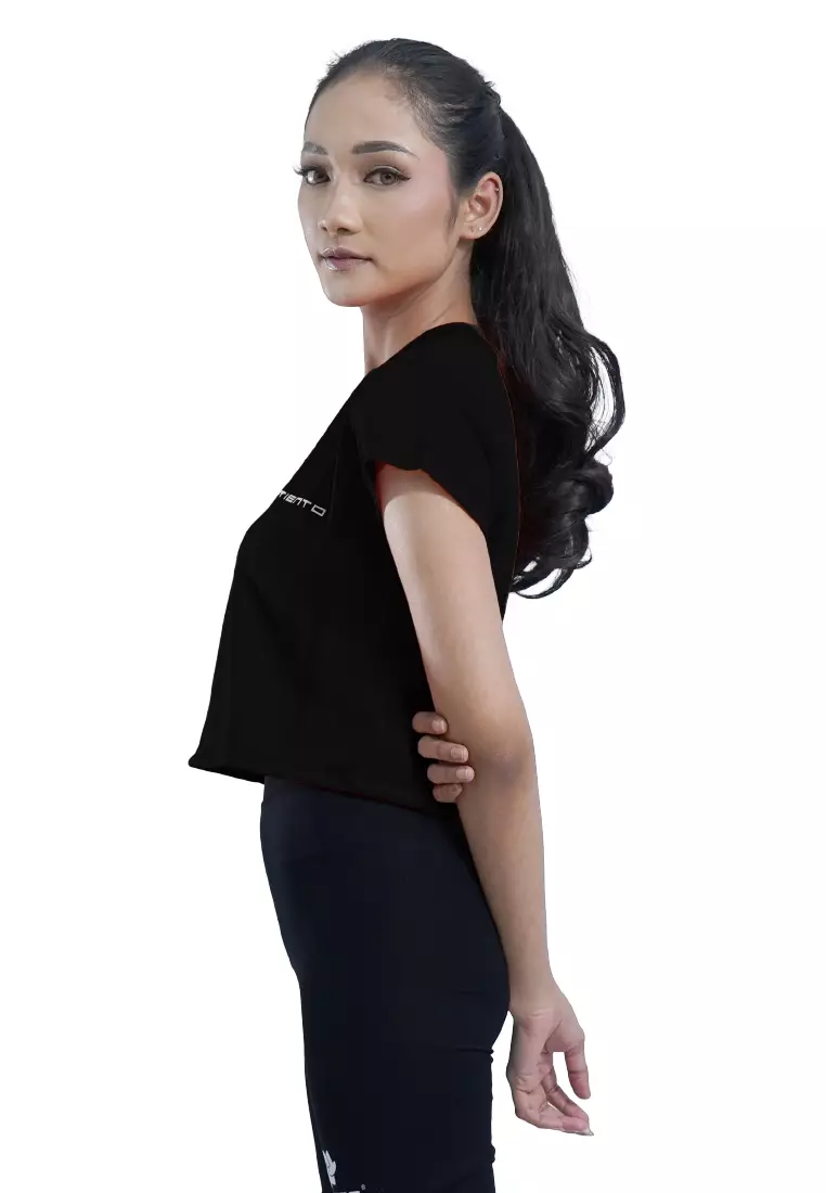 Tiento Baju Olahraga Wanita Crop Top Shirt Kaos Lengan Pendek Running Gym Lari Yoga Pound Fit