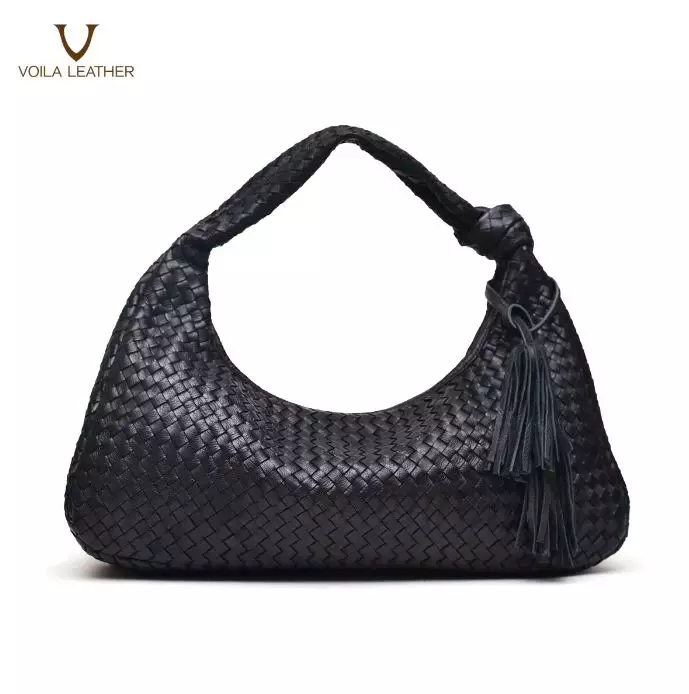 VOILA LEATHER Tas Tote Tas Shoulder Wanita Kulit Asli Gneuine Leather Tote Bag Shoulder Bag BERNA Black