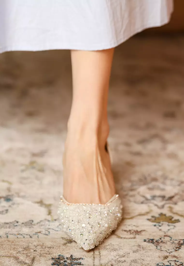 4.5CM Rhinestone Pointy Hollow Pumps XJ3128-6